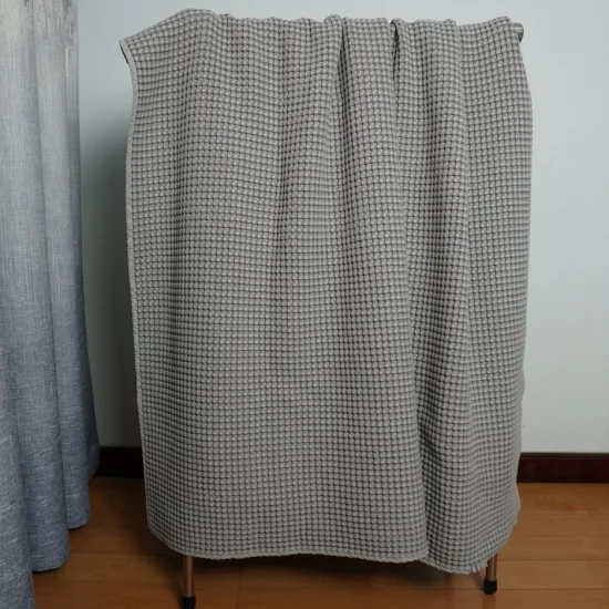 Vendita all'ingrosso in fabbrica: coperta di lusso in cotone, morbida, leggera e traspirante, coperta rinfrescante a nido d'ape per letto, divano e divano con effetto 3D e tinto in filo, 410 g/m²