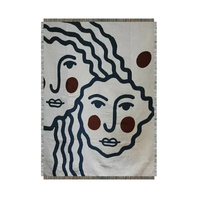 Tappeto decorativo con pittura astratta a T, coperta da picnic all'aperto, coperta per divano lavorata a maglia