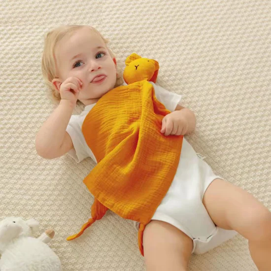 Coperta di sicurezza per bambini In mussola di cotone Consolatore Giocattolo Adorabile peluche Coniglietto Coperta per asciugamano confortante neonato