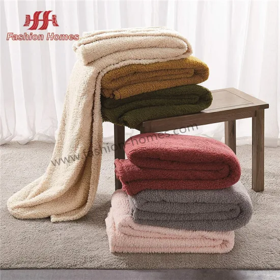 Coperta super morbida in poliestere al 100% all'ingrosso Coperta calda in Sherpa solida